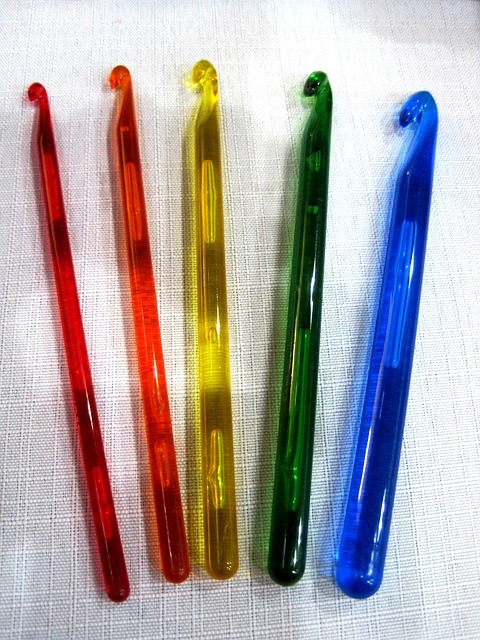 Different sized crochet hooks